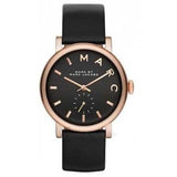Marc Jacobs Baker Black Dial Black Leather Strap Watch for Women - MBM8633