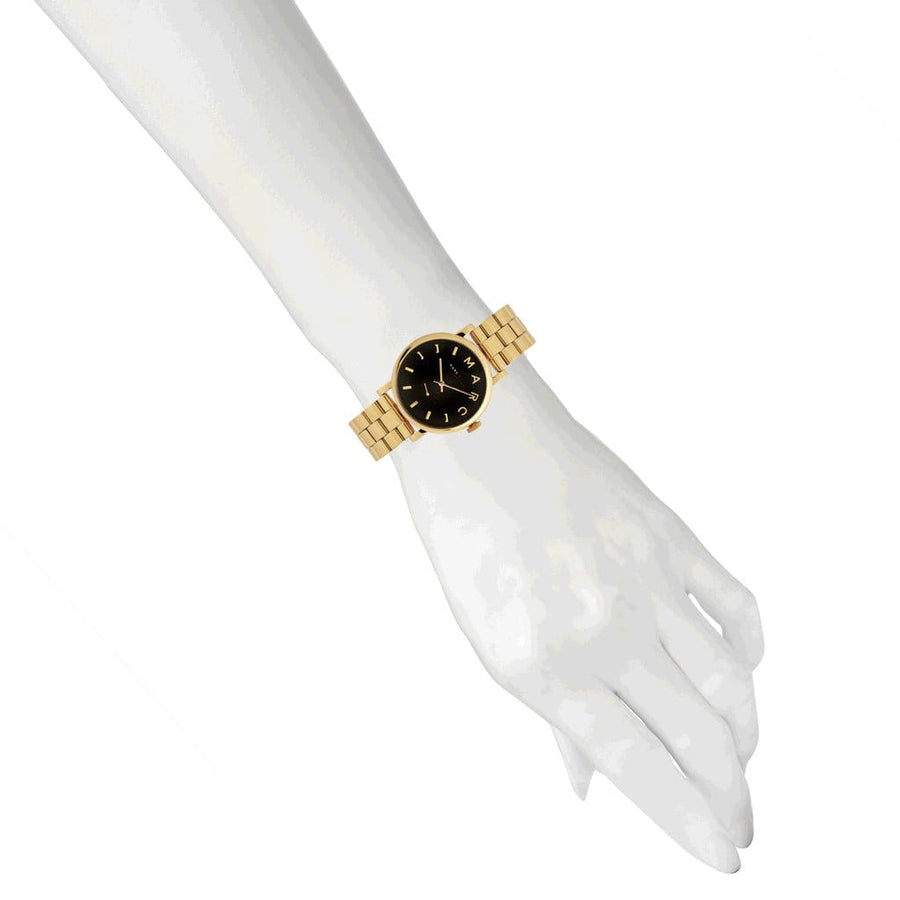 Marc Jacobs Baker Black Dial Gold Steel Strap Watch for Women - MBM3355