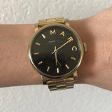 Marc Jacobs Baker Black Dial Gold Steel Strap Watch for Women - MBM3355