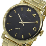 Marc Jacobs Baker Black Dial Gold Steel Strap Watch for Women - MBM3355