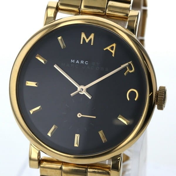 Marc Jacobs Baker Black Dial Gold Steel Strap Watch for Women - MBM3355