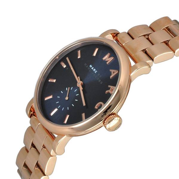 Marc Jacobs Baker Blue Dial Rose Gold Steel Strap Watch for Women - MBM3330