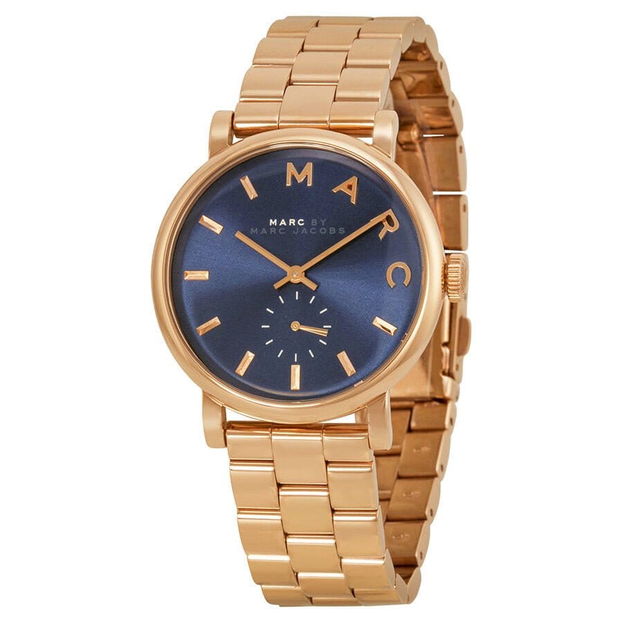 Marc Jacobs Baker Blue Dial Rose Gold Steel Strap Watch for Women - MBM3330
