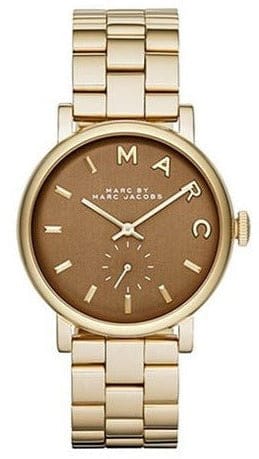 Marc Jacobs Baker Brown Dial Gold Steel Strap Watch for Women - MBM8631
