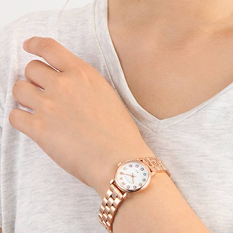 Marc Jacobs Baker Dexter White Dial Rose Gold Steel Strap Watch for Women - MBM3443