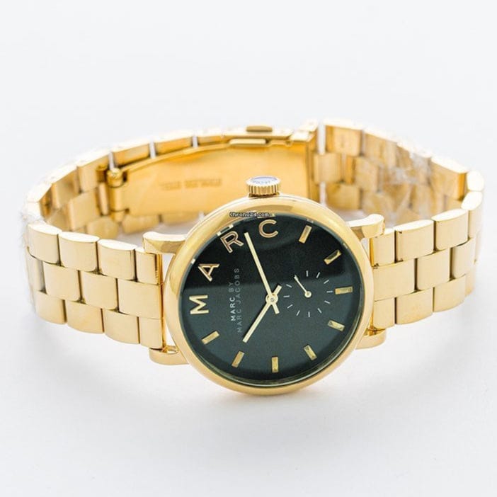 Marc Jacobs Baker Green Dial Gold Steel Strap Watch for Women - MBM3245