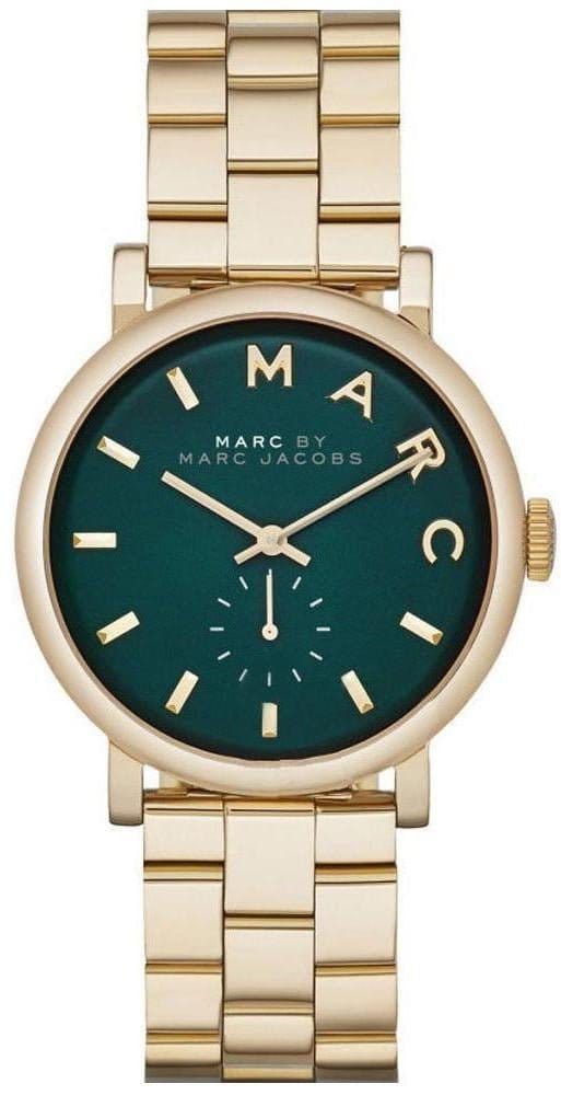 Marc Jacobs Baker Green Dial Gold Steel Strap Watch for Women - MBM3245