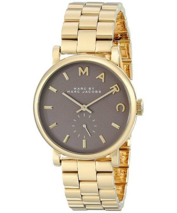 Marc Jacobs Baker Grey Dial Gold Steel Strap Watch for Women - MBM3281