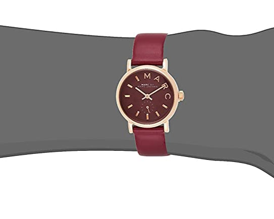 Marc Jacobs Baker Maroon Dial Maroon Leather Strap Watch for Women - MBM1271