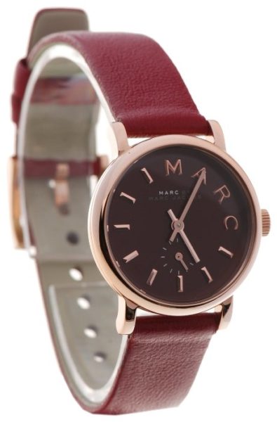 Marc Jacobs Baker Maroon Dial Maroon Leather Strap Watch for Women - MBM1271