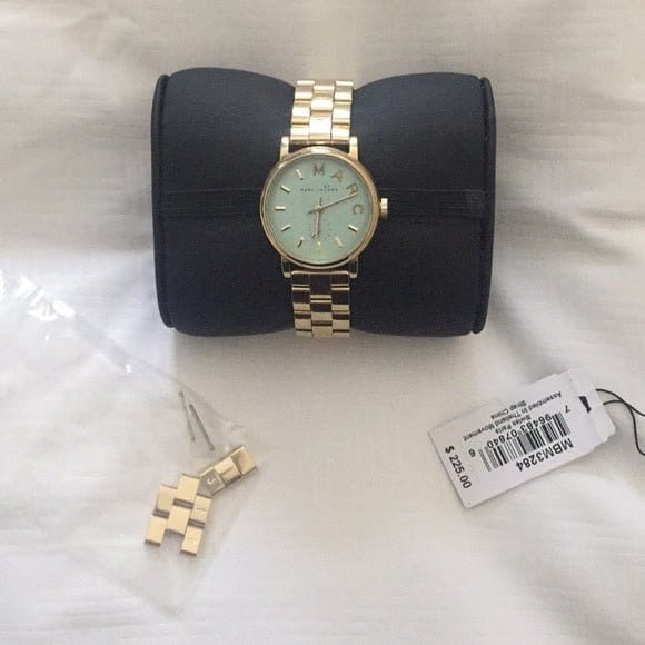 Marc Jacobs Baker Mint Green Dial Gold Steel Strap Watch for Women - MBM3284