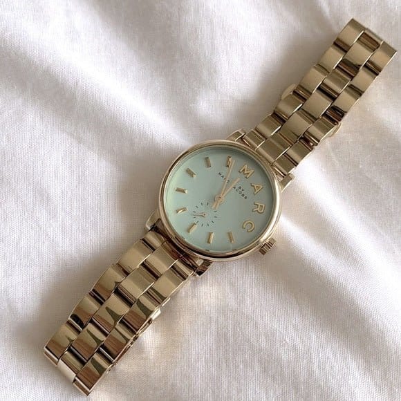 Marc Jacobs Baker Mint Green Dial Gold Steel Strap Watch for Women - MBM3284