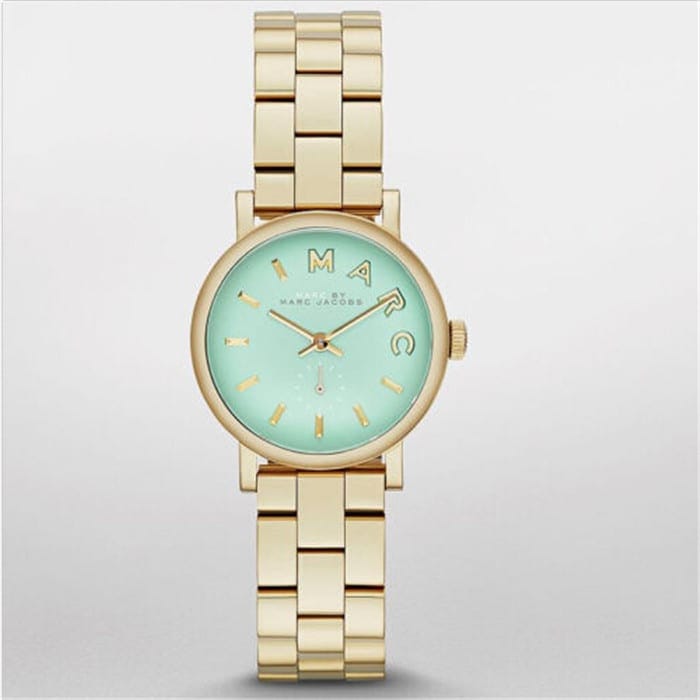 Marc Jacobs Baker Mint Green Dial Gold Steel Strap Watch for Women - MBM3284
