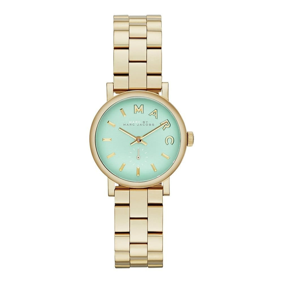 Marc Jacobs Baker Mint Green Dial Gold Steel Strap Watch for Women - MBM3284