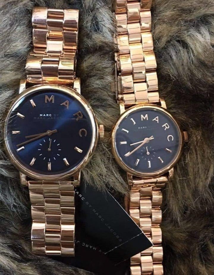 Marc Jacobs Baker Navy Blue Dial Rose Gold Steel Strap Watch for Women - MBM3332