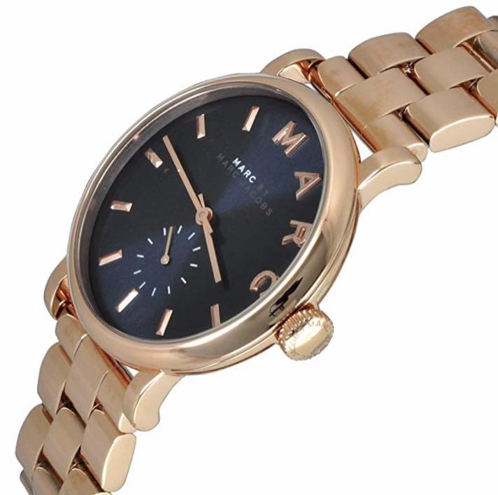 Marc Jacobs Baker Navy Blue Dial Rose Gold Steel Strap Watch for Women - MBM3332
