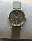 Marc Jacobs Baker Olive Green Dial Olive Green Leather Strap Watch for Women - MBM1328