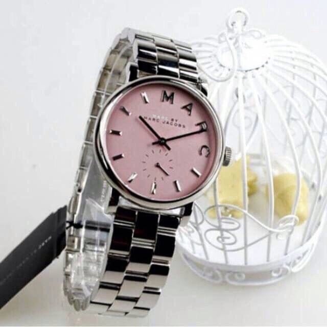 Marc Jacobs Baker Pink Dial Silver Steel Strap Watch for Women - MBM3280