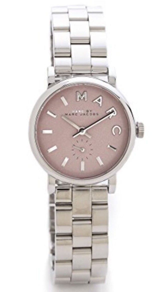 Marc Jacobs Baker Pink Dial Silver Steel Strap Watch for Women - MBM3283