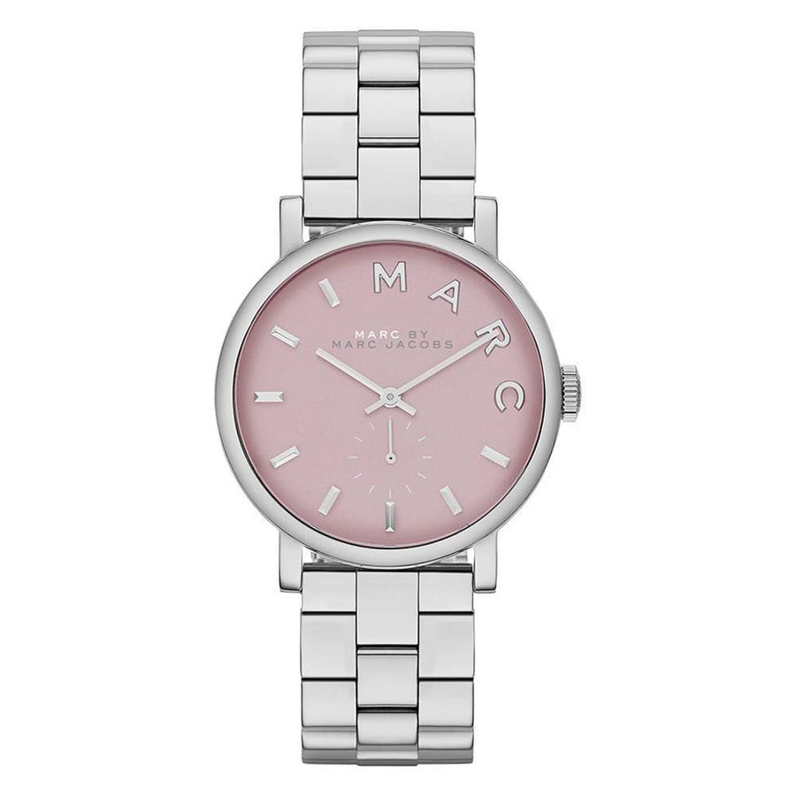 Marc Jacobs Baker Pink Dial Silver Steel Strap Watch for Women - MBM3283