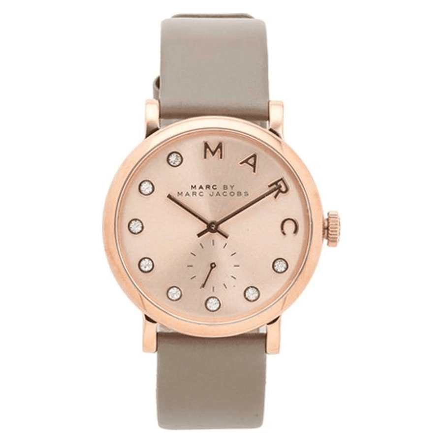 Marc Jacobs Baker Rose Gold Dial Grey Leather Strap Watch for Women - MBM1400