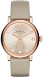 Marc Jacobs Baker Rose Gold Dial Grey Leather Strap Watch for Women - MBM1400