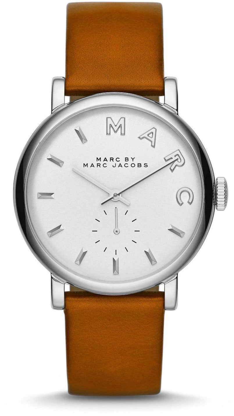 Marc Jacobs Baker White Dial Brown Leather Strap Watch for Women - MBM1265