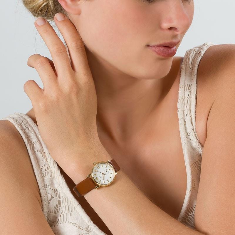 Marc Jacobs Baker White Dial Brown Leather Strap Watch for Women - MBM1270