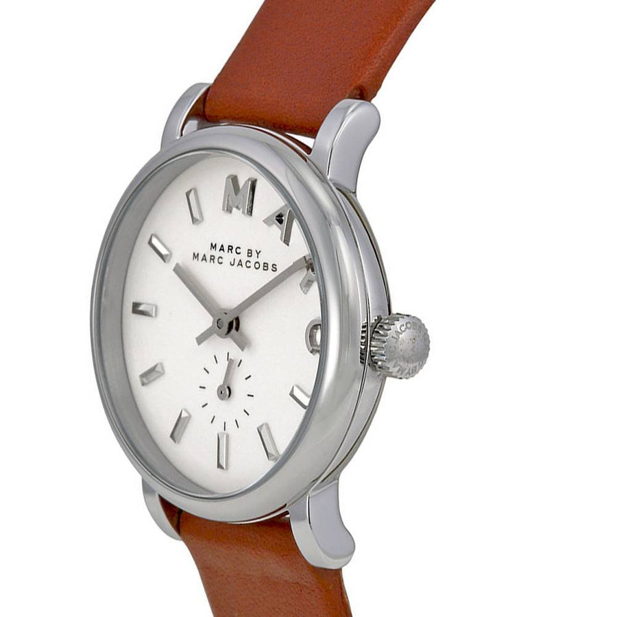 Marc Jacobs Baker White Dial Brown Leather Strap Watch for Women - MBM1270