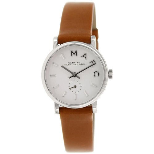 Marc Jacobs Baker White Dial Brown Leather Strap Watch for Women - MBM1270