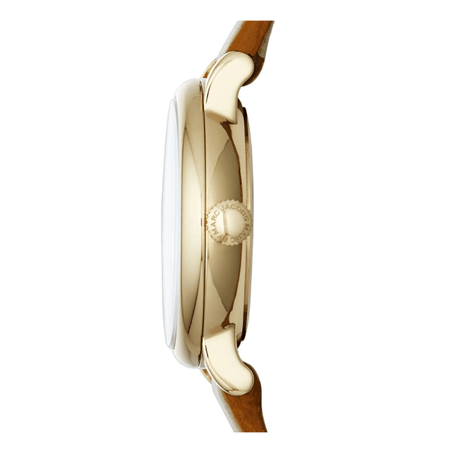 Marc Jacobs Baker White Dial Brown Leather Strap Watch for Women - MBM1317