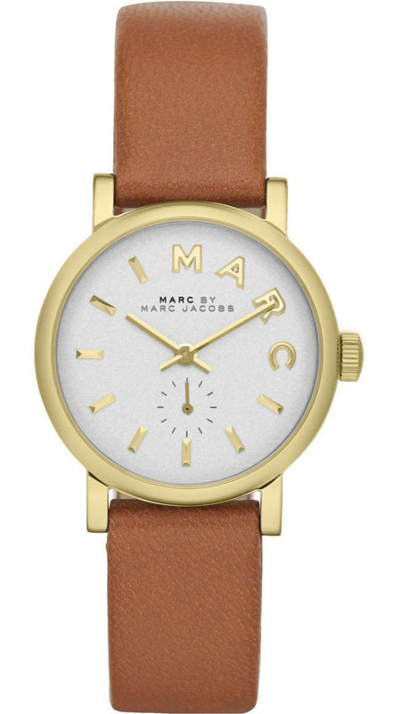 Marc Jacobs Baker White Dial Brown Leather Strap Watch for Women - MBM1317