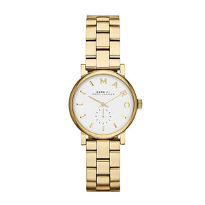 Marc Jacobs Baker White Dial Gold Steel Strap Watch for Women - MBM3247