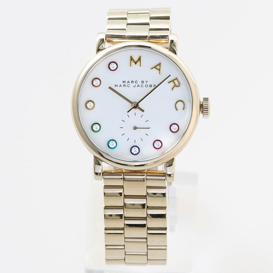 Marc Jacobs Baker White Dial Gold Steel Strap Watch for Women - MBM3440