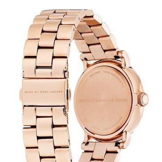 Marc Jacobs Baker White Dial Rose Gold Steel Strap Watch for Women - MBM3244