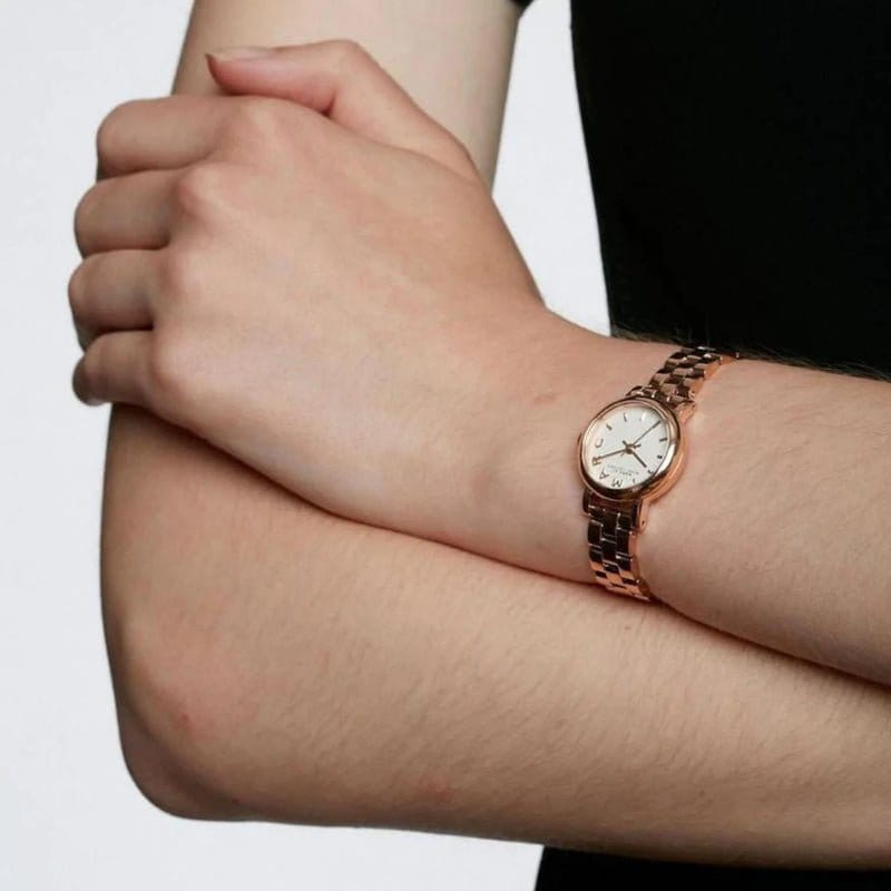 Marc Jacobs Baker White Dial Rose Gold Steel Strap Watch for Women - MBM3248