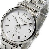 Marc Jacobs Baker White Dial Silver Steel Strap Watch for Women - MBM3246