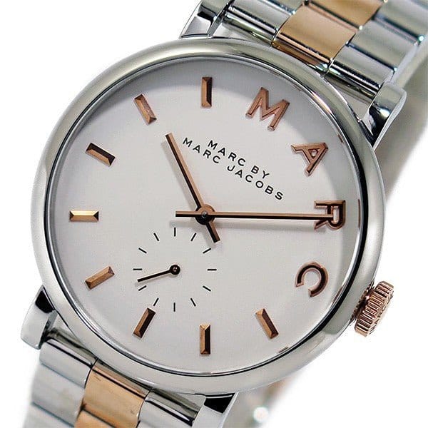 Marc Jacobs Baker White Dial Two Tone Steel Strap Watch for Women - MBM3312