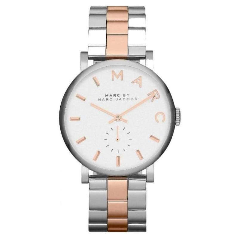 Marc Jacobs Baker White Dial Two Tone Steel Strap Watch for Women - MBM3312