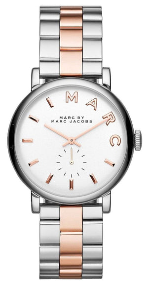 Marc Jacobs Baker White Dial Two Tone Steel Strap Watch for Women - MBM3312