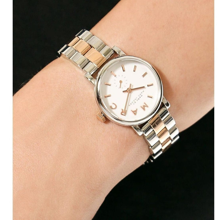 Marc Jacobs Baker White Dial Two Tone Steel Strap Watch for Women - MBM3331