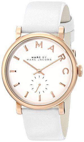 Marc Jacobs Baker White Dial White Leather Strap Watch for Women - MBM1283