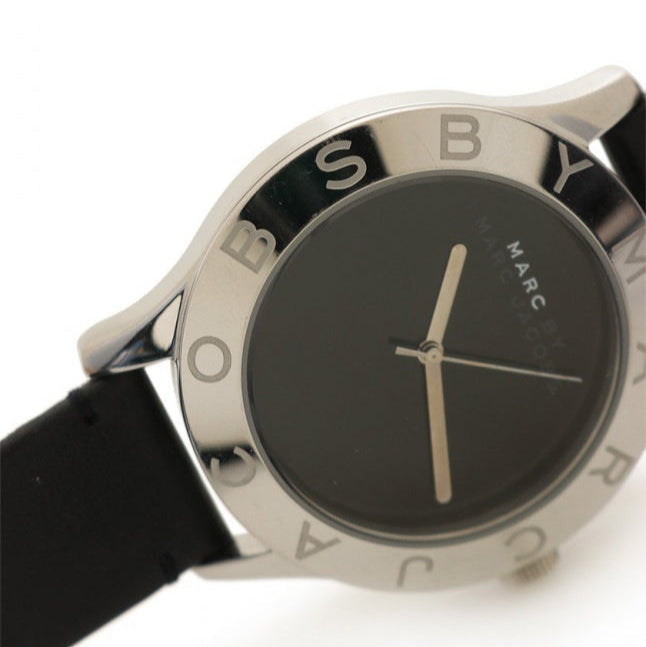 Marc Jacobs Blade Black Dial Black Leather Strap Watch for Women - MBM1211