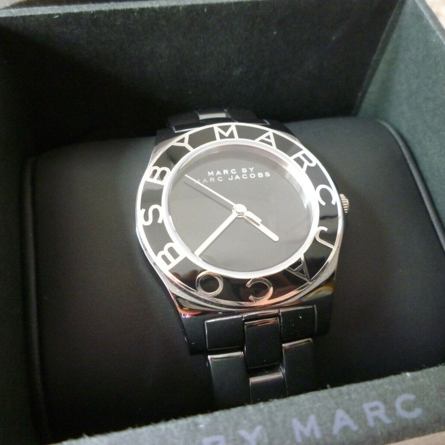 Marc Jacobs Blade Black Dial Silver Steel Strap Watch for Women - MBM3058