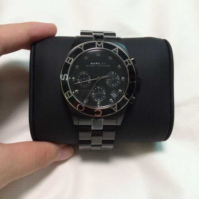 Marc Jacobs Blade Chronograph Black Dial Black Steel Strap Watch for Women - MBM3083