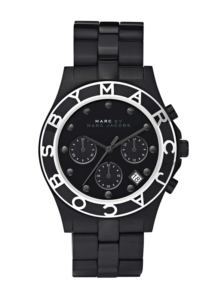 Marc Jacobs Blade Chronograph Black Dial Black Steel Strap Watch for Women - MBM3083