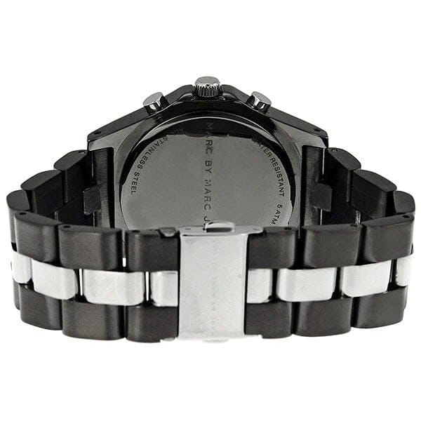 Marc Jacobs Blade Chronograph Black Dial Two Tone Steel Strap Watch for Women - MBM3179