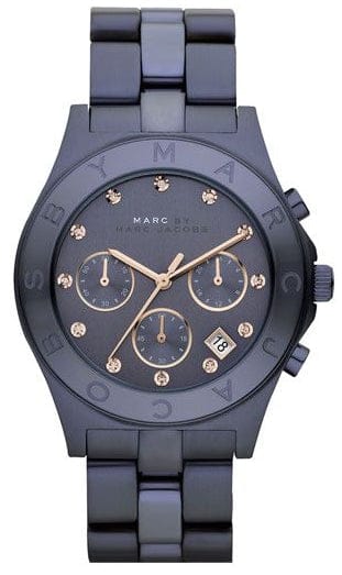 Marc Jacobs Blade Chronograph Blue Dial Blue Steel Strap Watch for Women - MBM8581
