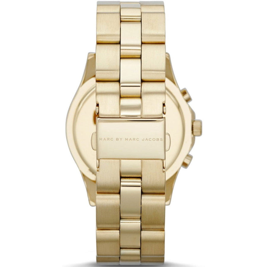 Marc Jacobs Blade Chronograph Blue Dial Gold Steel Strap Watch for Women - MBM3307