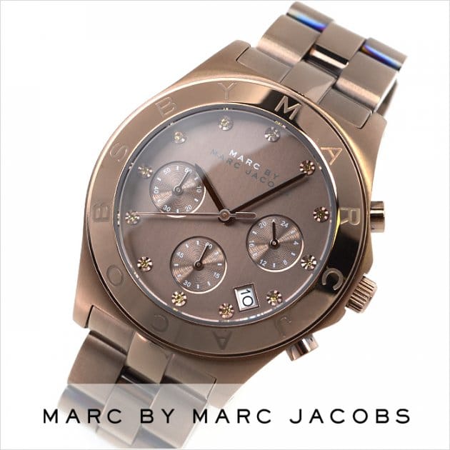 Marc Jacobs Blade Chronograph Brown Dial Brown Steel Strap Watch for Women - MBM3121